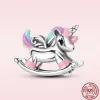 925 Sterling Silver for pandora charms authentic bead Unicorn Cat Dog Elephant Monkey Footprint Cute animal