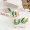 Серьги с грибами 316L из нержавеющей стали Винтажный зеленый капающий масляный циркон для женщин Водонепроницаемые ювелирные изделия.
