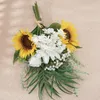 Decorative Flowers 46cm Sunflowers Heads Dahlia Rose Buds A Bouquet DIY Floral Bouquets Wedding Birthday Party Home Decoration