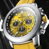 Orologi da polso 2023 Orologi da polso di lusso Mens Fashion Mark Fairwhale Orologio al quarzo con cronografo impermeabile con cinturino in silicone giallo