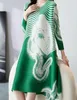 Sanzhai Pleated Print Dress Temperament Round Neck Fashion Elegant ISSEY Dress