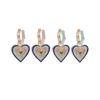 Brincos pendentes bidirecionais usados moda feminina joias coloridas esmaltadas pingente de coração brinco pendente pendente