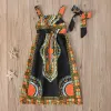 Sommar Bohemian Fashion Kids Dresses Children Girls Sleeveless Suspender Dress med pannband