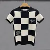 Men's T-Shirts Y2K Summer Mens Slim Vintage Short Sleeve T Shirt Black White Plaid Printed Graphic T Shirts For Men Camiseta Masculina 230609