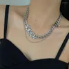 Chaînes légères de luxe en couches exagérées Chunky chaîne collier fille personnalité titane acier clavicule