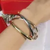 2023 neue Klassische Europäische Mode Luxus Marke Schmuck Tricolor Trinity frauen Armband Einfache Art Und Weise Paar Armreif Party Geschenk