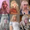 Nxy Lange blonde gewellte synthetische Perücken mit Pony, natürliches gewelltes Haar für Frauen, Cosplay, täglich, hitzebeständig, 230605