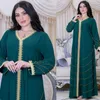 Casual Jurken Elegant Voor Vrouwen Mode Diamanten Gedrukt Decoratie Lange Mouwen Party Prom Jurk Ramadan Musilim Kleding