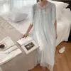 Women's Sleepwear Soft Gauze Modal Women's Nightgowns White Lace Long Elegant Female Vintage Princess Night Dress