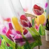 Champ de rideau de tulipes de printemps colorées voilages pour salon enfants chambre Tulle cuisine fenêtre traitement rideaux