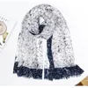 Schals und Tücher mit Fransen für Damen, Viskose, Kolibri-Print, Long Beach, Wickel-Hijab mit kleinen Blumen, 18090 cm, 252n