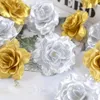 Flores decorativas 10/20/30 pçs cabeças de flor de seda rosa dourada artificial para casamento decoração de festa em casa mini DIY falso