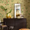 Papéis de parede americano retrô amarelo floral papel de parede clássico pastoral videira flores papel de parede verde vintage quarto decoração sala de estar