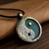 Colares com pingente Tai Chi Colar Vintage para homens e mulheres Old Yin Yang Bagua Oil Drop Amulet Lucky Auspicious Jewelry Gift