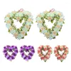 Decorative Flowers 2 Pcs Heart Shape Artificial Flower Garland Valentines Wreath For Front Door Wedding Wall Hanging Decor Plastic