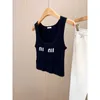 Brand Miu Black Designer Camisole Dress Sweet Mini Skirt Sexy Sleeveless Vest Summer Y2K Knitted Tank Top