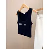 Marque Miu Noir Designer Camisole Robe Douce Mini Jupe Sexy Sans Manches Gilet D'été Y2K Tricoté Débardeur