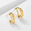 Hoop Earrings Gold Color Metal Geometric Round Earring For Women Minimalist Small Circle Huggies Ear Buckle Punk Jewelry 2023 Trendy