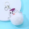 Keychains Personalized PU Bat Ghost Key Ring Cute Halloween Plush Ball Themed Gift Decoration Charm