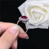 Cluster-Ringe: Fabelhafter 2 Karat ovaler Rubin-Diamant-Verlobungsring für Damen, 18 Karat Weißgold, Hochzeitstag, Geschenk, schöne Box