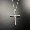 Chains 2023 Trend Fashion Gothic Womens Cross Pendant Necklace Long Chain Black Charm Student Graduation Faith Gift Jewelry