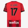 23 24 AC Milans Soccer Jerseys 2023 2024 Ibrahimovic Koche Giroud de Ketelaere R. Leao Tonali Theo Football Shirt الرابع الرابع لرجال الأطفال.