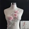 Noeuds papillon 3D fleurs Imitation perle dentelle col pour femmes robe broderie bricolage Tulle tissu couture décolleté décoration