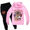 Kläder sätter barn 2st pojkar flickor barn set tecknad djurtryck kläder sport kostym fnaf outwear hoodies långa byxor