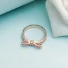 18K Rose Gold Classic Bow Ring voor Pandora Crystal Diamond Wedding Party Ringen designer sieraden voor vrouwen meisjes Echte 925 zilveren ring met originele boxset