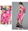 Casual Jurken 2023 Fashion Runway Bloemenprint Bodycon Jurk Zomer Dames O-hals Korte Mouw Elegante Vakantie Split Midi Party Vestidos