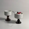 Ensembles de vaisselle Tasses à pied en céramique vintage et sauces pour les amateurs de café Couverts de style français Vaisselle