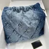 22 väskor lyxiga kvinnors väska crossbody väska stor kapacitet mode denim 2 storlek serie axelväska med liten handväska internet kändis kvinnors shoppingväska