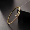 Armband Zircon Micro Insert Real Gold Plated Nail Bangle Armband för flickor bästa vänner gåva