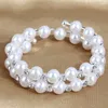 Strand Multi Couches À La Main Élastique Cristal Perle Bracelets Large Bracelet Pour Les Femmes De Mariage Bijoux Cadeau