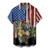 Chemises décontractées pour hommes chemise hawaïenne à manches courtes pour hommes revers drapeau du jour de l'indépendance imprimé chemise polyvalente respirante pour hommes