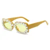 Lunettes de soleil perle diamant carré pour femmes mode tendance été plage conduite lunettes de soleil classique Vintage dames lunettes nuances