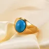 Vintage Gemtone Rings for Women Män Rostfritt stål Single Turquoise Tiger Eye Stone Rings smycken Present till Business Elite Pojkvän Dad YW198CG1508