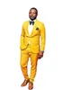 Ternos masculinos xale amarelo lapela masculino casual baile de formatura blazer traje homme casamento noivo para casamento conjuntos 2 peças (jaqueta calça)
