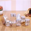 Clear Glass Cosmetic Cream Bottle Round Jars Bottle with Inner PP Liners for Hand Face Cream Bottle 5g to 100g Gold Silver Lids Dhaao