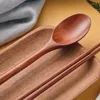 Chopsticks Wooden Spoon Simple Set Japanese Combination Convenient Outdoor Travel Gift Tableware With Cloth Bag