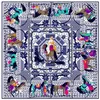 Ny Twill Silk Scarf Women Racecourse Horse Printing Square Scarves Fashion Wrap