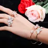 Cluster Rings 2023 Arrival Luxury Jewelry 925 Sterling Silver Pave CZ Eternity Anel Aberto Ajustável Pulseira Flor Conjunto de Pulseira