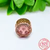 925 Sterling Silver for Charms Authentic Bead Pendant Women Bracelets Beads Murano Glass Beads Lovely Pink Heart Earphone