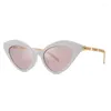 Lunettes de soleil 2023 œil de chat Vintage femme mode chaîne en métal Design femme lunettes de soleil bonbons couleurs rétro Designer