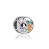 Serve para Pandora Sterling Silver Bracelet 20pcs Carrot Dog Castle Ice Cream Pendular Beads Charms Para European Snake Charm Chain Fashion DIY Jewelry