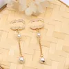 20 Style Luxury Designers Letter Earring Stud Stud Women Elegant Long Pearl Pendant Earring Wedding Party Jewerlry High Quality 18K Gold Plated