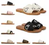 2023 Slippers Summer Rubber Sandals Beach Woody Flat Mule Linen White Slide Slide Fashion Scuffs Slippers Indoor Canvas Shoes