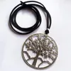 Collane con ciondolo NERO Collana lunga in pelle scamosciata con pendenti con grande albero della vita rotondo per regalo di gioielli da donna all'ingrosso