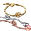 925 sterling zilver voor pandora bedels authentieke kralen armbanden kralen roségoud stralend hart zwevende steen