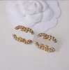 Mais novos designers banhados a ouro letras garanhão geométrico famoso mulheres redondas cristal strass pérola brinco festa de casamento jewerlry acessórios presentes
